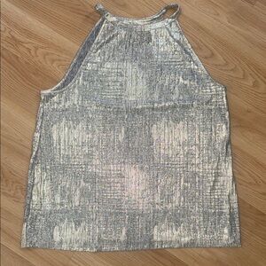 Anthropologie Moulinette Soeurs Silver Metallic Womens Top Sleeveless Holiday XS